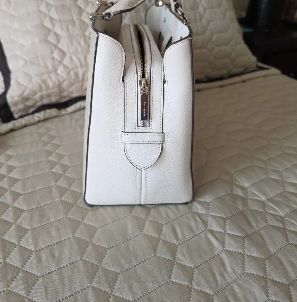 Kate Spade Pebbled Leather Satchel in Light Cream
